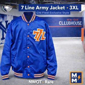 Rare Mets 7 Line Army Satin Jacket 3XL Blue Orange NWOT